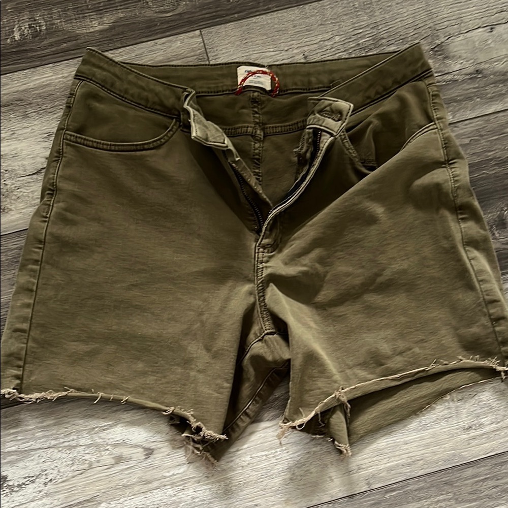 Olive Green Denim Shorts Ripton